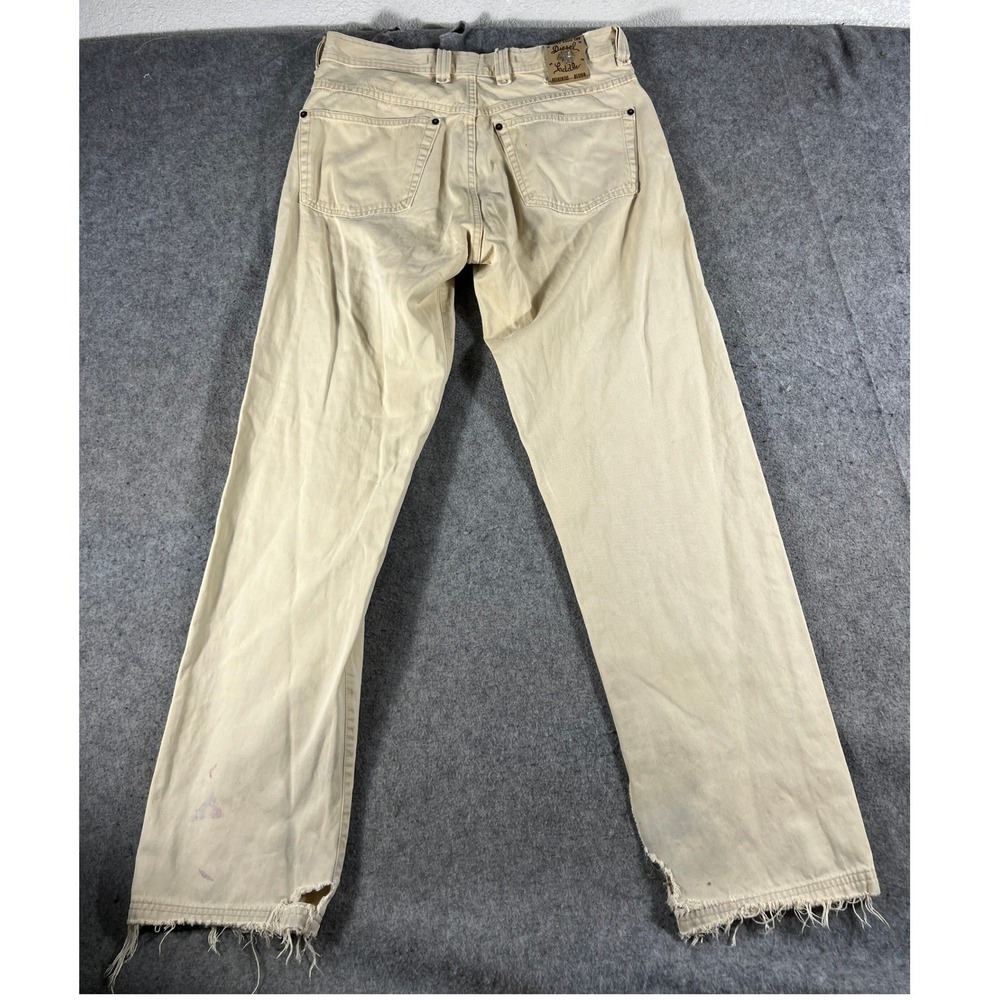 VINTAGE Diesel New Saddle Jeans Mens 34 Beige Straight Leg Distressed Y2K Grunge